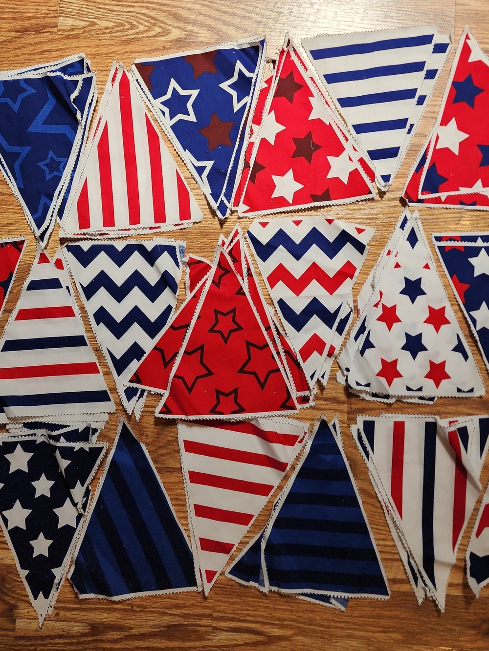 Patriotic Red White Blue Star & Stripe Fabric Pennants To Make Banner